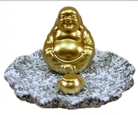 Wierookhouder Lachende Boeddha goud