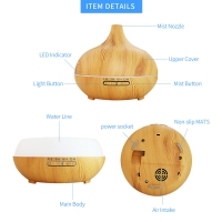 Aroma Diffuser 500ML met afstandsbediening licht hout